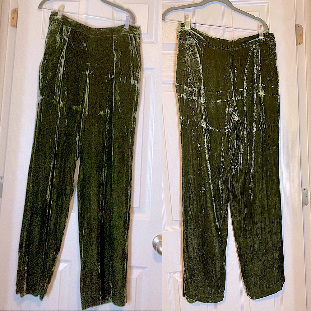 Massimo Dutti Wide Leg Crushed Velvet Pants
